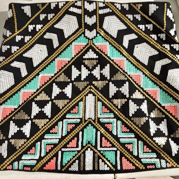 Express Black and White Mini tribal Skirt Embellished - Picture 2 of 8